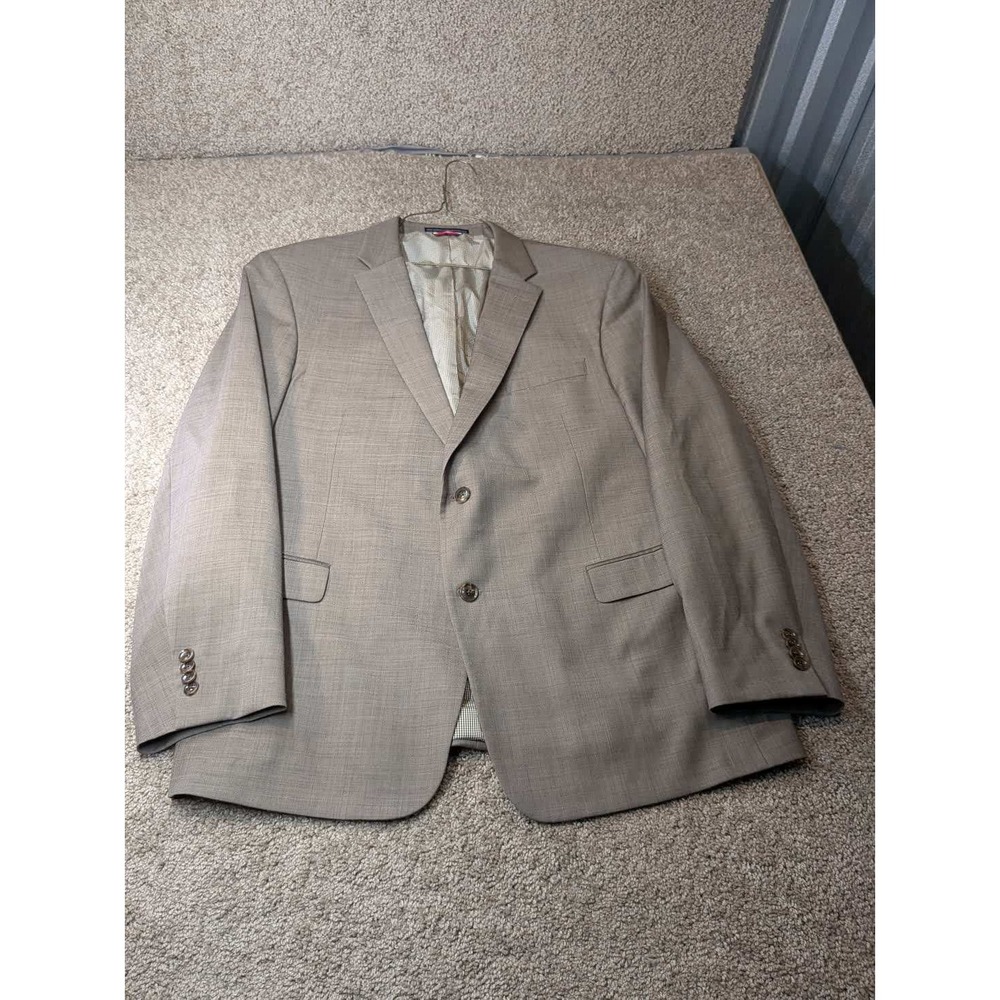 Tommy Hilfiger Mens Tan Wool Blend Two Button Blazer Jacket Regular Fit